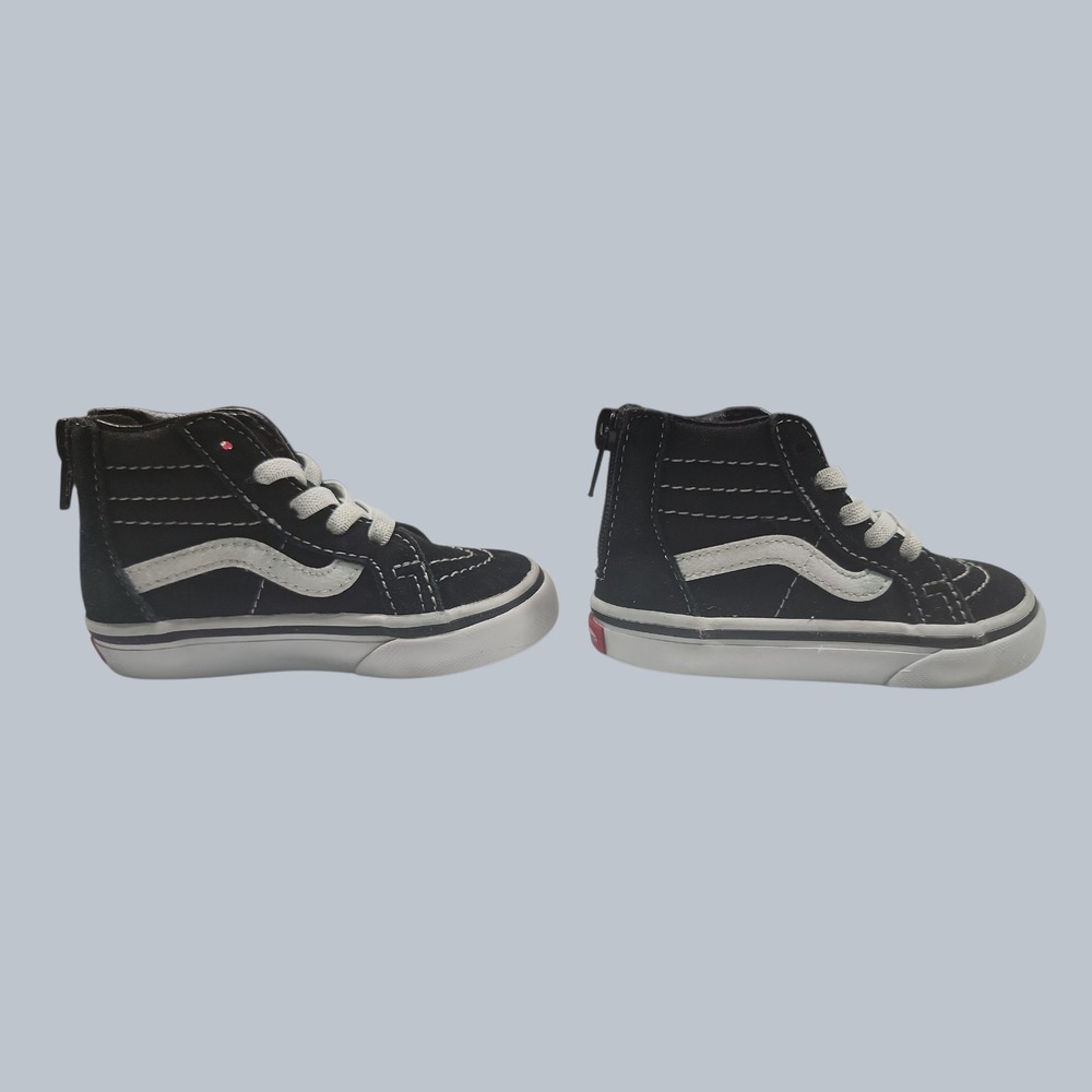Vans Sk8-Hi Shoes Youth Size 5 Black White Canvas High Top Kids Skate Sneakers - Picture 4 of 6